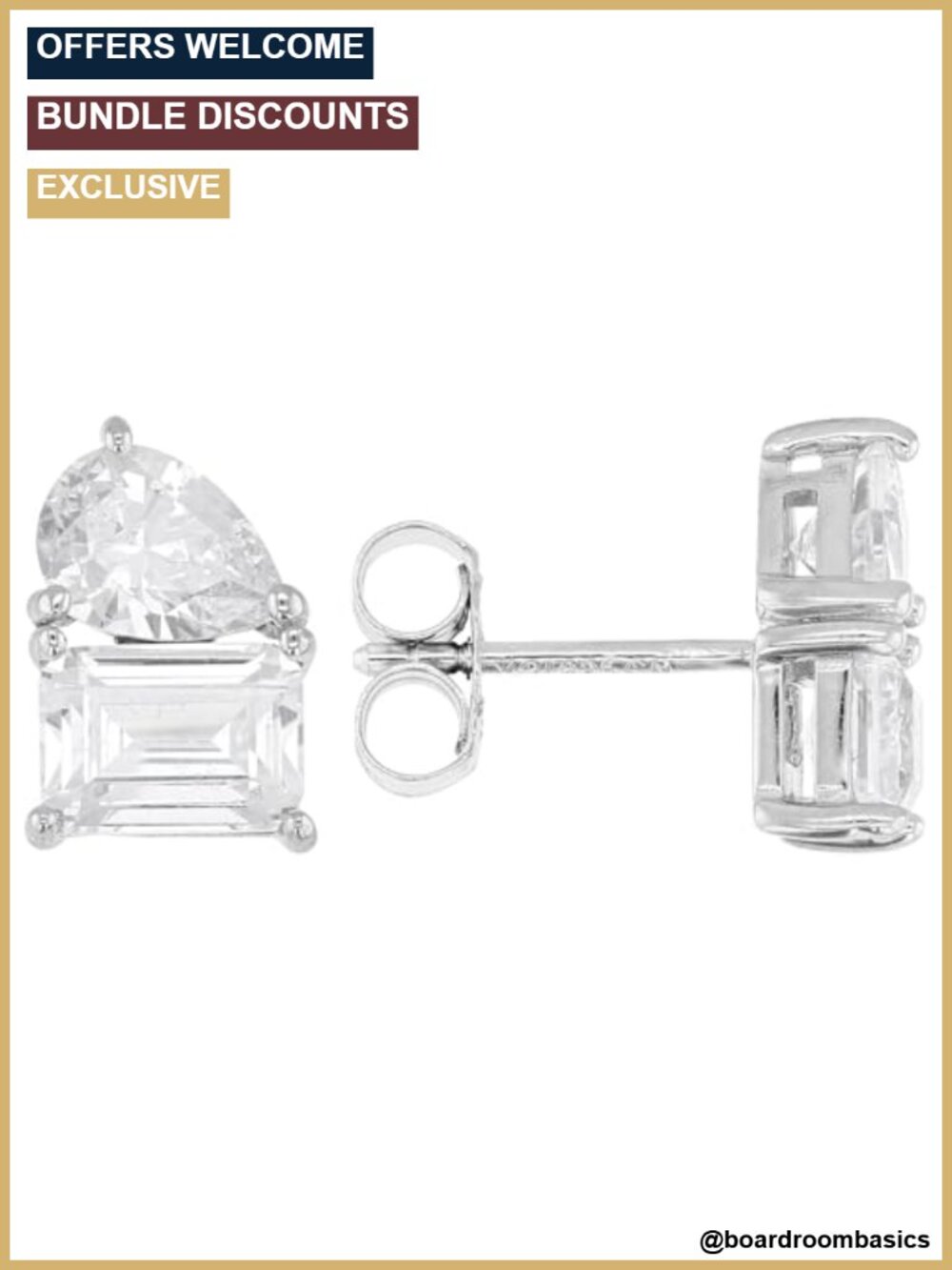 White Cubic Zirconia Stud Earrings Rhodium Over Sterling Silver 5.58ct